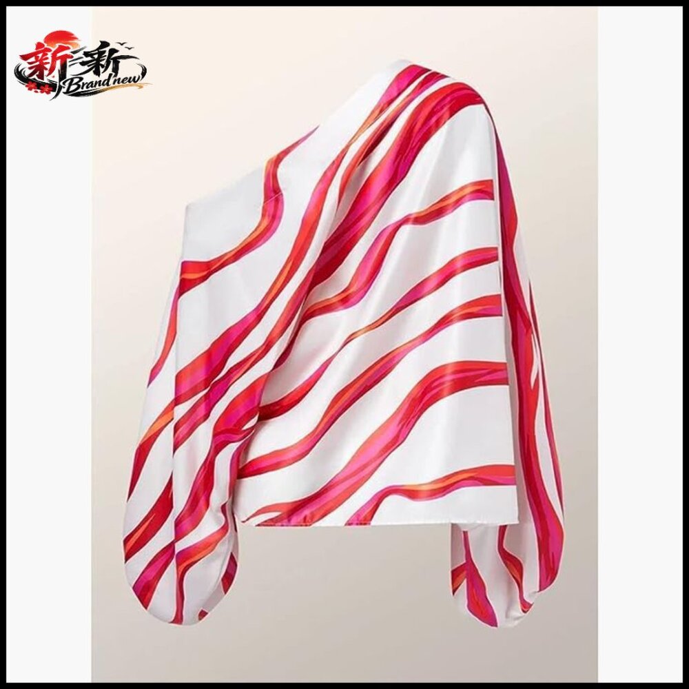 Polyester Elastane Off Shoulder Printed Long Slee… - image 2